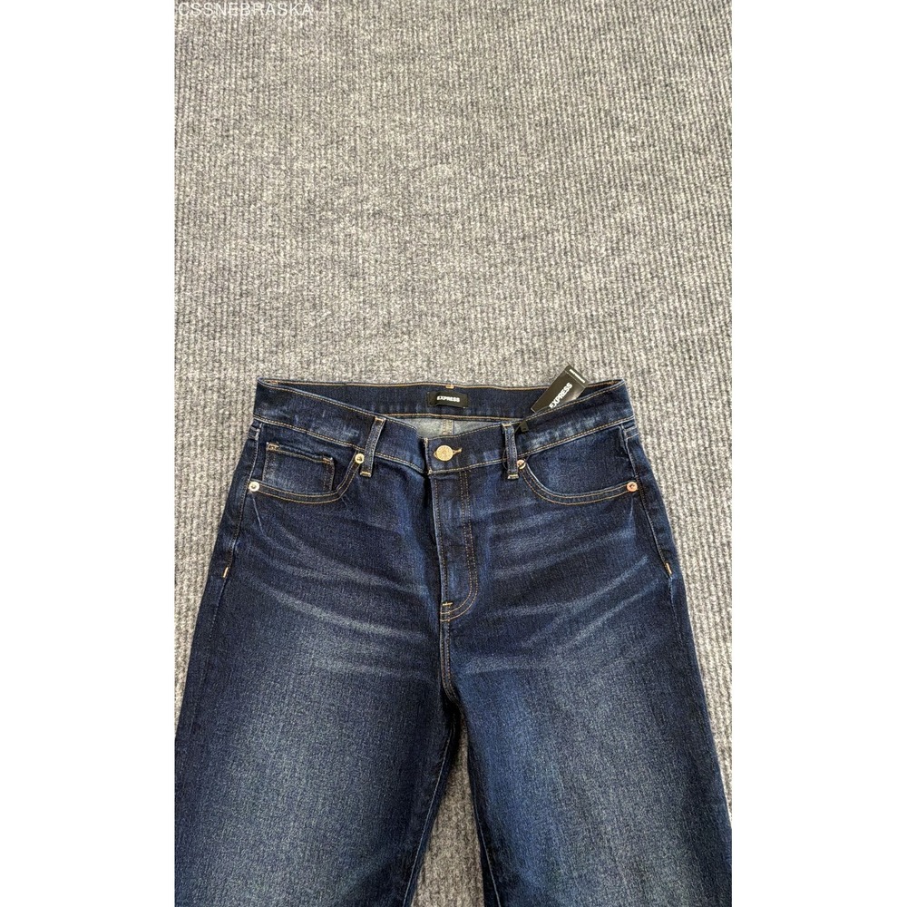 Express Women's Dark Wash Blue High Rise Flare Jeans Sz 8L NWT - Picture 4 of 10